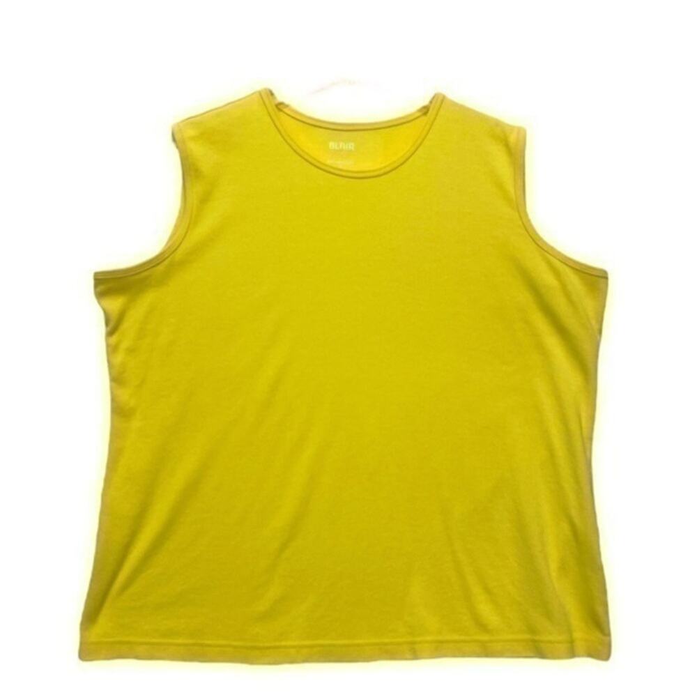 Blair Women’s XL Yellow Sleeveless Tank Top Crew Neck Cotton Blend Bright